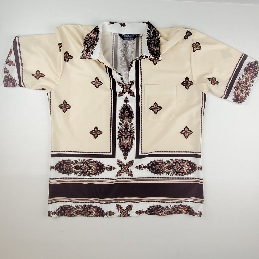 Career Club Men's Short Sleeve Brown Shirt Size Large